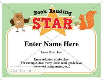 Kid certificate, book reading certificate, child certificate, book award, children's gifts, kid's gifts, teacher certificate, student cert