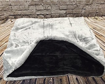 Snuggle Sack/ Sleeping bag/ Pet bed for cats or dogs by Lola's Pet Grey & Black