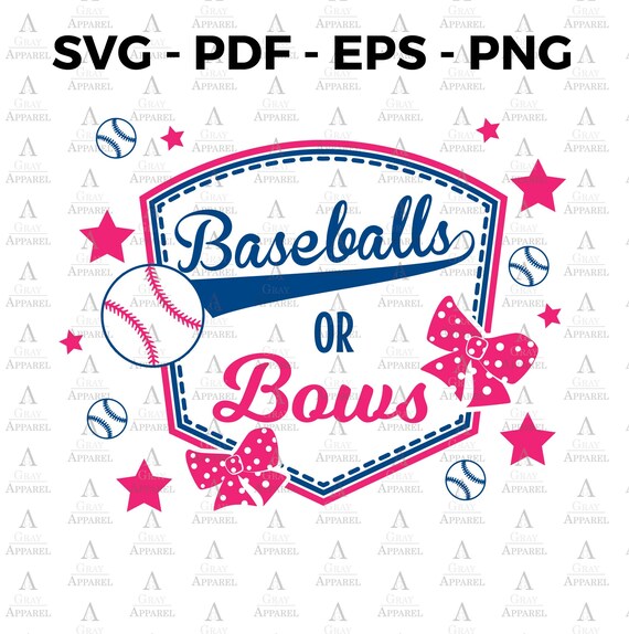 Baseball or Bows Gender Reveal Clipart SVG EPS PNG pdf