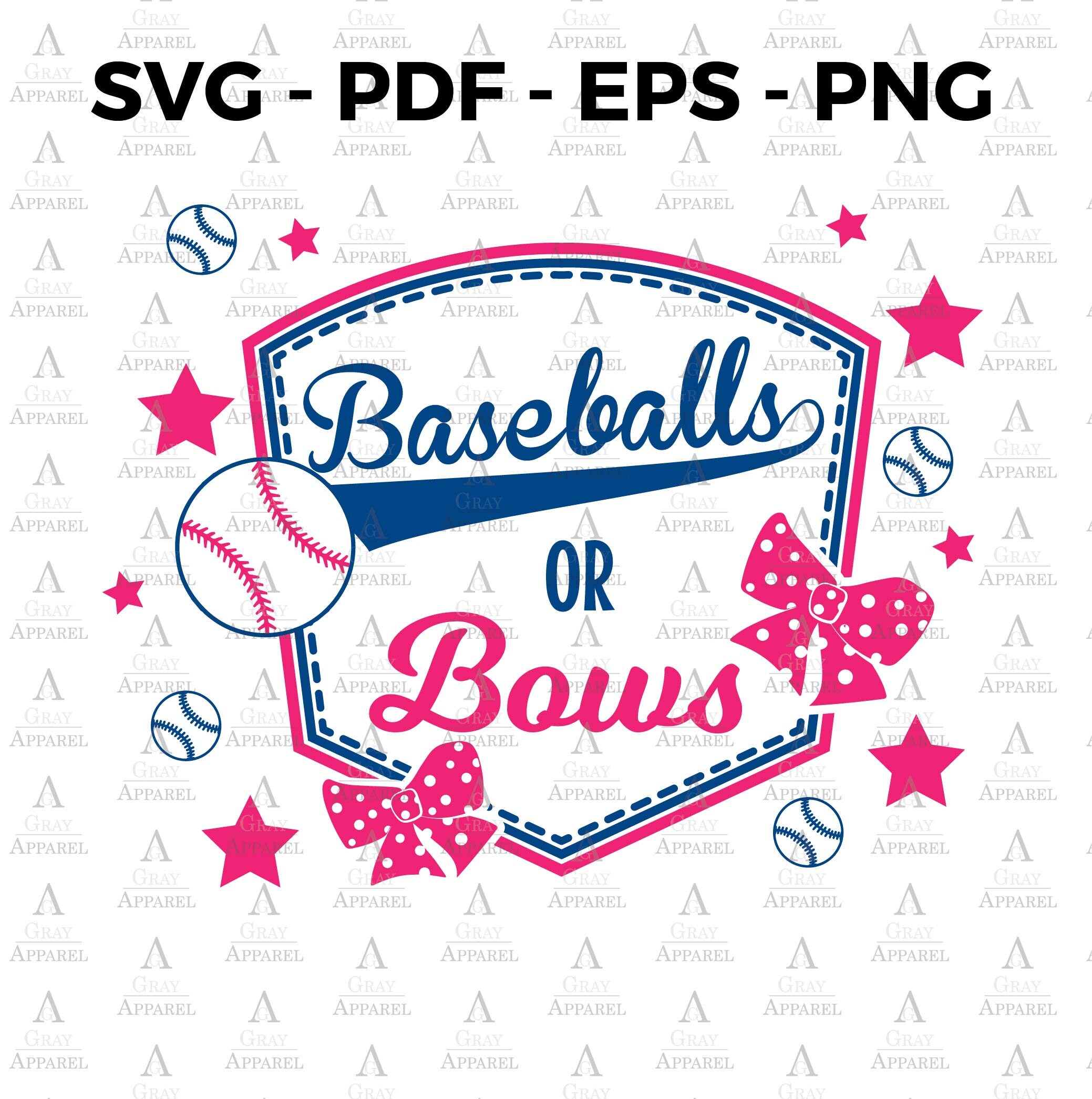 Download Baseball or Bows Gender Reveal Clipart SVG EPS PNG pdf