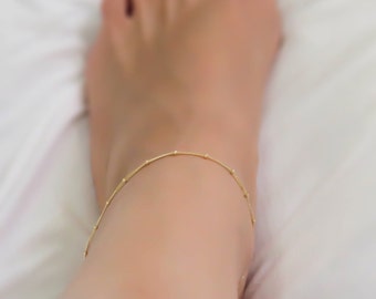 Delicate Gold Anklet - Anklet, ankle bracelet,Satellite,Simple Delicate Anklet,gold ankle bracelet, minimal bracelet