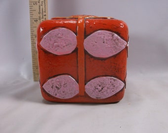 Coin Bank Vintage Pride Creations 1968 Orange Yellow with Flowers.epsteam