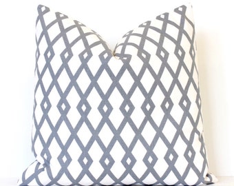 Grey Modern Lattice Designer Pillow Accent Throw Cushion Cover hollywood regency imperial modern geometric cream trellis grey neutral
