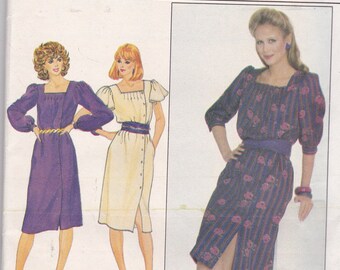 Butterick 4436 Vintage Pattern Womens Side Button Semi Fitted Dress in Variations Size 8 UNCUT