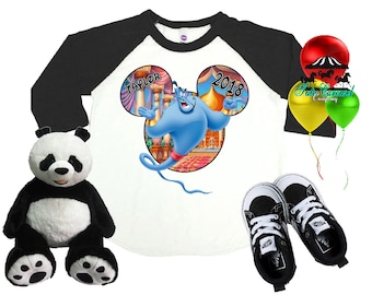 Genie Disney Shirt, Aladdin Shirt, Personalized Raglan Shirt, Toddler Youth Adult (mc569)