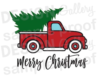 Truck Christmas Tree - SVG, DXF cut & JPG, png image files - Christmas Santa Reindeer Elves Lights - Printable Digital Iron On