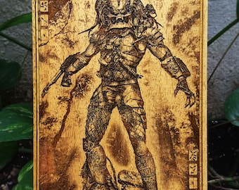Predator Customized Birthday Gift for Men, Alien vs Predator, Wood Engraved Predator Poster, Personalized Gifts for Him, Man Cave Decor