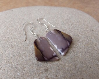 Laerge purple Mookaite Jasper earrings - unique Australian jewelry - natural handmade gem stone jewelry - crystal earrings