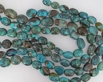 Natural turquoise pebble beads 16-18mm. Genuine gemstone beads. Full strand