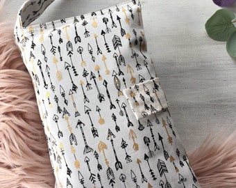 White and gold arrow Nappy Wallet /bag Diaper holder, clutch, tote, handbag