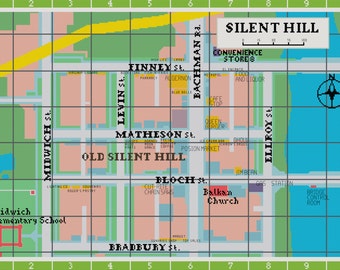 Map of Old Silent Hill Cross Stitch Pattern