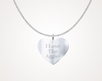 Texas A&M "I Love The Aggies" Heart Pendant Sterling Silver .925 College Jewelry