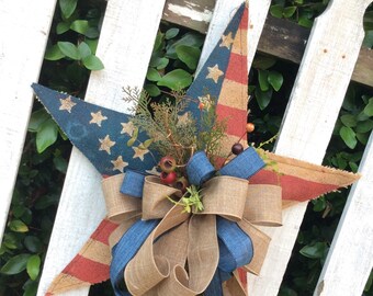 Star Wreath, Americana Wreath, 4th of July Wreath, Burlap Star, Burlap Americana Wreath, Fourth of July Wreath, USA Wreath, July 4th
