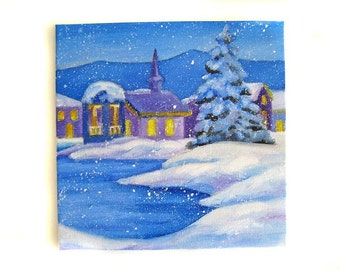 Winter Painting - Winter Art - Winter Decor - Christmas Painting - Christmas Art - Christmas Decor - Winter Landscape - Original Art