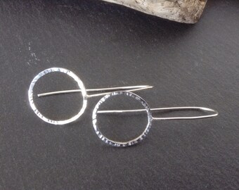 Contemporary silver hoop earrings