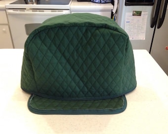 2 Slice Zipper Toaster Cover Hunter Green Storage Kitchen Quilted Fabric Dust Cover Small Appliance Covers Ready To Ship