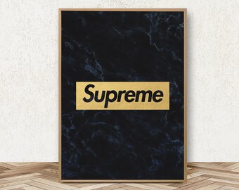 Supreme Print Supreme Box Logo Supreme Poster Supreme Wall Art Fashion Art Black and Gold Decor Supreme Decor Supreme Black Logo Supreme Art