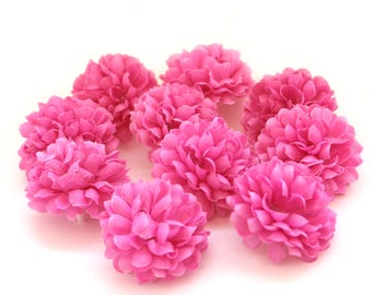 Violet Pink Pom Pom Carnations - 25 count - Artificial Flowers, Silk Flowers