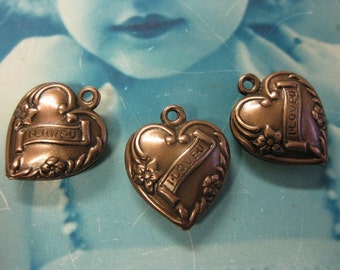 Copper Ox Plated Brass Heart Charms 423COP x2