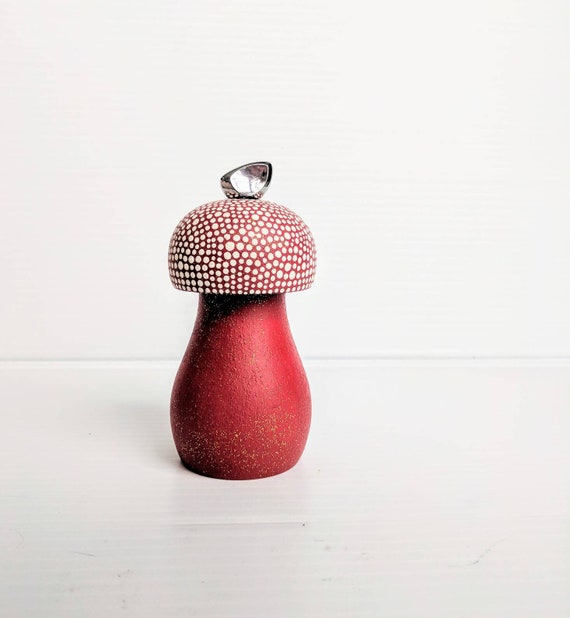 Pepper Mill hand painted Pepper Mill red and white mushroom
