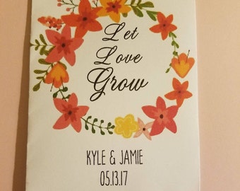 let love grow, wedding favors, seed packet favors,custom seed packets,let love grow seeds,personalized,custom,50 COUNT WITH SEEDS
