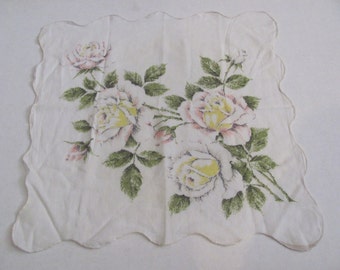 Hankie - Beautiful White Floral Cotton Vintage Hankie Handkerchief