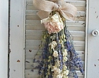 Dried Lavender Bouquet with Dried Larkspur and Peony / Dried Flower Arrangement