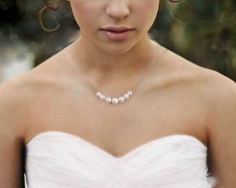 Mariée collier de perles, perles AAA +, cadeau d’anniversaire, couches perle, collier de mariage, perle Or Rose, demoiselle d’honneur cadeau, cadeau d’anniversaire,