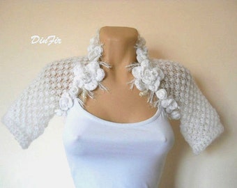 LIQUIDATION Stock SALE 30% OFF Bridal Shrug Bolero Wedding Bridesmaid Accessories White Hand Knitted Cardigan Women Crochet Capelet Romantic