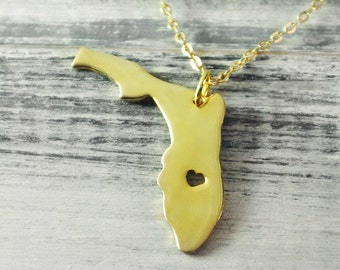 I heart Florida Necklace Florida pendant 18K gold plated state necklace state pendant map pendant hammered state necklace map jewelry