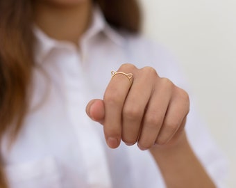 Cat ring, cat ears ring, Kitty ring, minimalist Jack Ring, cat lover Ring, cat ring, kitten ring