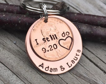 I Still Do Traditional Copper 7 Year Anniversary 2011 Hand Stamped Penny Gift For Him, Her, Men, Husband, Wife, Personalized Christmas Gift