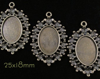 25x18mm - Antique Bronze Setting - 'Garland' - 3 pcs : sku 05.08.14.6 - Q21