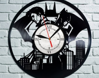 Batman Vinyl Wall Clock Wall Clock Modern DC Comics Gift For Boy Batman Vinyl Record Wall Clock Wall Clock Vintage Batman Poster