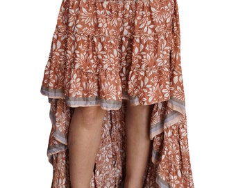 Boho Chic Womens Full Flared High Low Skirt Swing Asymmetrical Tiered Summer Fashion Skirts S/M