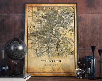 Winnipeg map | Etsy Winnipeg map | Etsy