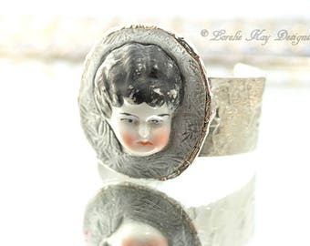 Doll Head Cuff Bracelet China Frozen Charlotte Doll Head Soldered Cuff Wearable Art Statement Bracelet