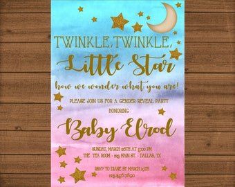 Twinkle Twinkle Little Star Gender Reveal Invitation / Twinkle