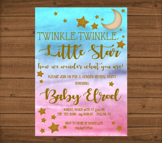 Gender Reveal Invitation Twinkle Twinkle Little Star Gender