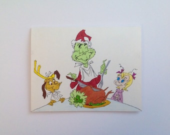 Carving the roast beast Christmas greeting cards - hand drawn, made to order, envelopes included