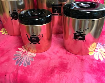 Vintage West Bend Copper Kitchen Canisters Flour Sugar Tea and Coffee