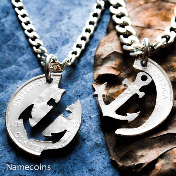 Items similar to Anchor Couples Necklaces, BFF Gift, Relationship or