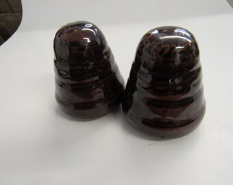 Brown Marcrest Stoneware Salt and Pepper Shakers