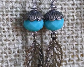 Blue dangles with leaves