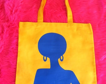 Supaflarez DISCOCHICK design 100% cotton canvas tote bag—Gold