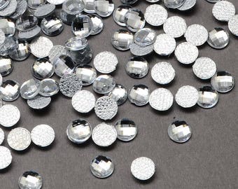 100 x white faceted rhinestones