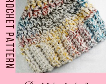 Messy bun beanie pattern - Crochet pattern for hats - Ponytail Hat pattern - crochet hat pattern - messy bun hat pattern - instant download
