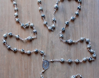 Dalmatian Jasper and Sterling Silver Rosary