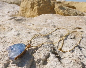 Spirit blue gemstone necklace Bohemian brass chain