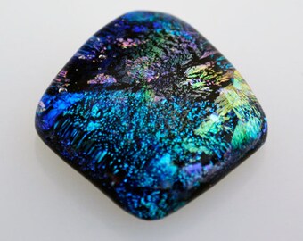Dichroic Glass Cabochon, Fused Glass Cabochon, Diamond Cabochon, Dichroic Cabochon, Jewelry Cabochon, Dichroic Moasic Tile